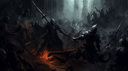 pc game simulation online horror castle attack dark forces warriors battle screen. Generative AI