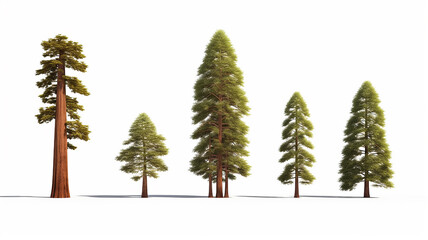 sequoia collection on a white background isolated. Generative AI