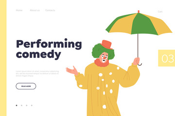 Performing comedy concept for website landing page advertising circus carnival show entertainment