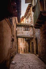 Valderrobres medieval village. Street in the old town. In Matarraña region, Teruel province, Aragon community, Spain