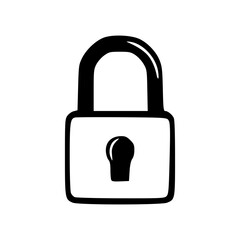 Closed lock icon black outlines vector illustration