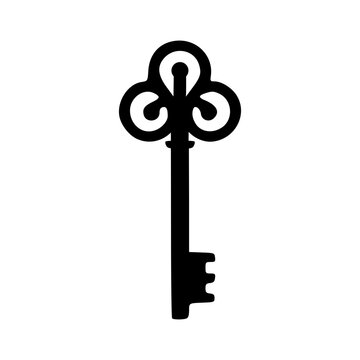 Vintage key icon black outlines vector illustration