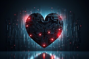 An abstract representation of a cyber heart, Generative Ai