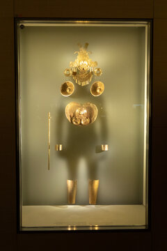 BOGOTA, COLOMBIA Ancient cacique muisca culture Trousseau at downtown golden museum