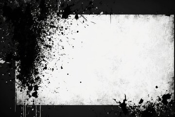 monochrome square with colorful paint splatters. Generative AI