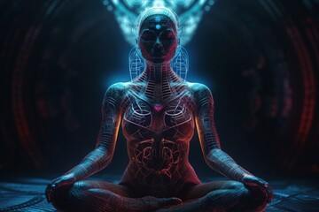 Pacifying spirituality Concept of meditation and spiritual practice, expanding of consciousness, chakras and astral body activation, mystical inspiration image, chakra human.