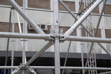 Assembling a stage for a performance.Scaffolding for the stage for the performance.