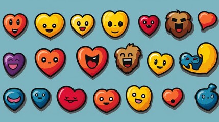 Emoticon, Emoji big set with faces and animals. Happy holiday and laughing emoticons 3d rendering background, social media and communications concept. Generative AI
