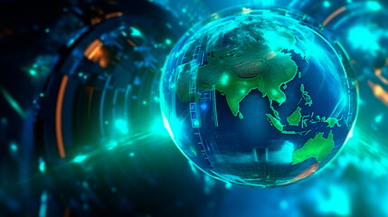 Obraz premium Concept general virtual money, banner Abstract business crypto technology. Metaverse digital world planet cyber Earth. Generative AI