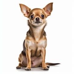 Obraz premium Sitting Chihuahua Dog. Isolated on Caucasian, White Background. Generative AI.