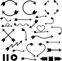 Arrow icon set. Vector illustration, flat design, directional arrow sign or icons set design
