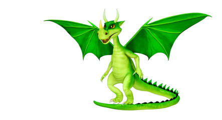 Fototapeta premium cartoon style green dragon in natural background, symbol of 2024 new year created with generative ai technology
