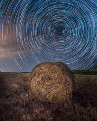 star trail in a field 