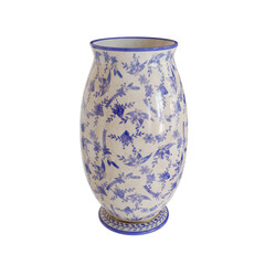 Blue Porcelain Vase. Realistic 3D Render. Cut Out.