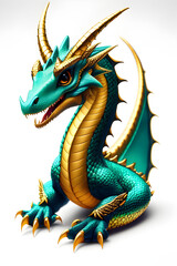 Cute dragon close up, generative ai	