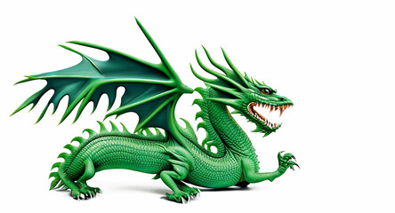 cartoon style green dragon in natural background, symbol of 2024 new year created with generative ai technology