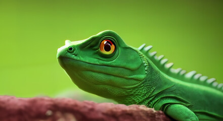 Obraz premium green dragon lizard on natural background created with generative ai technology