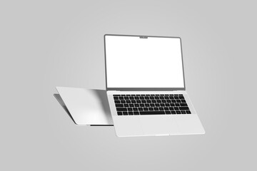 Fototapeta na wymiar Floating Laptop Mockup for showcasing your UI design