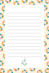 Collection of weekly or daily planner, note paper, to do list, sticker templates decorated with floral illustrations. School planner and organizer. flat vector
