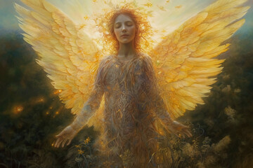 Vision of an angel in a golden light