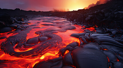 Lava river flowing from the Kilauea Volcano., --aspect 16:9