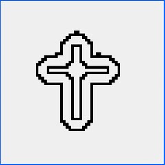 Cross with black and white patterns on a white background.