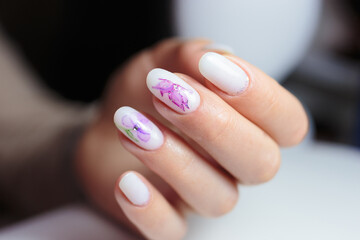 Beautiful manicure with nail design.