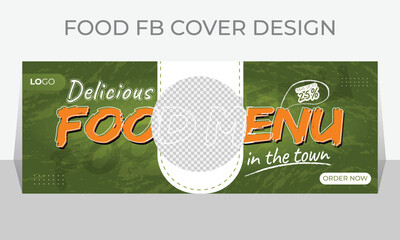 Delicious food social media cover or web banner design template