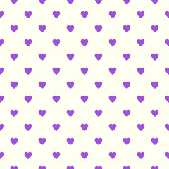 Seamless purple white heart pattern background.Simple heart shape seamless pattern in diagonal arrangement. Love and romantic theme background.