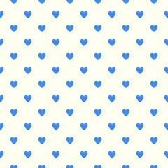 Seamless blue white heart pattern background.Simple heart shape seamless pattern in diagonal arrangement. Love and romantic theme background.