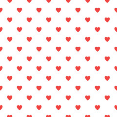 Seamless red white heart pattern background.Simple heart shape seamless pattern in diagonal arrangement. Love and romantic theme background.