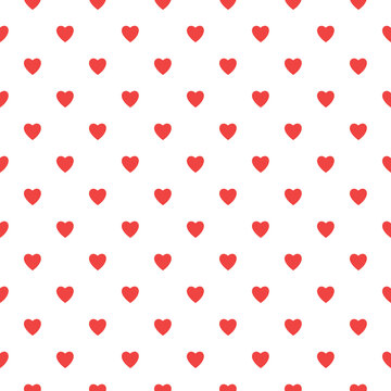 Seamless red white heart pattern background.Simple heart shape seamless pattern in diagonal arrangement. Love and romantic theme background.