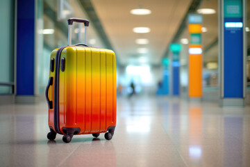 Travel, vacations. Luggage, suitcase in the airport terminal, generative AI