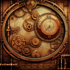 Fototapeta na wymiar classic background with steampunk-style mechanisms. High quality illustration
