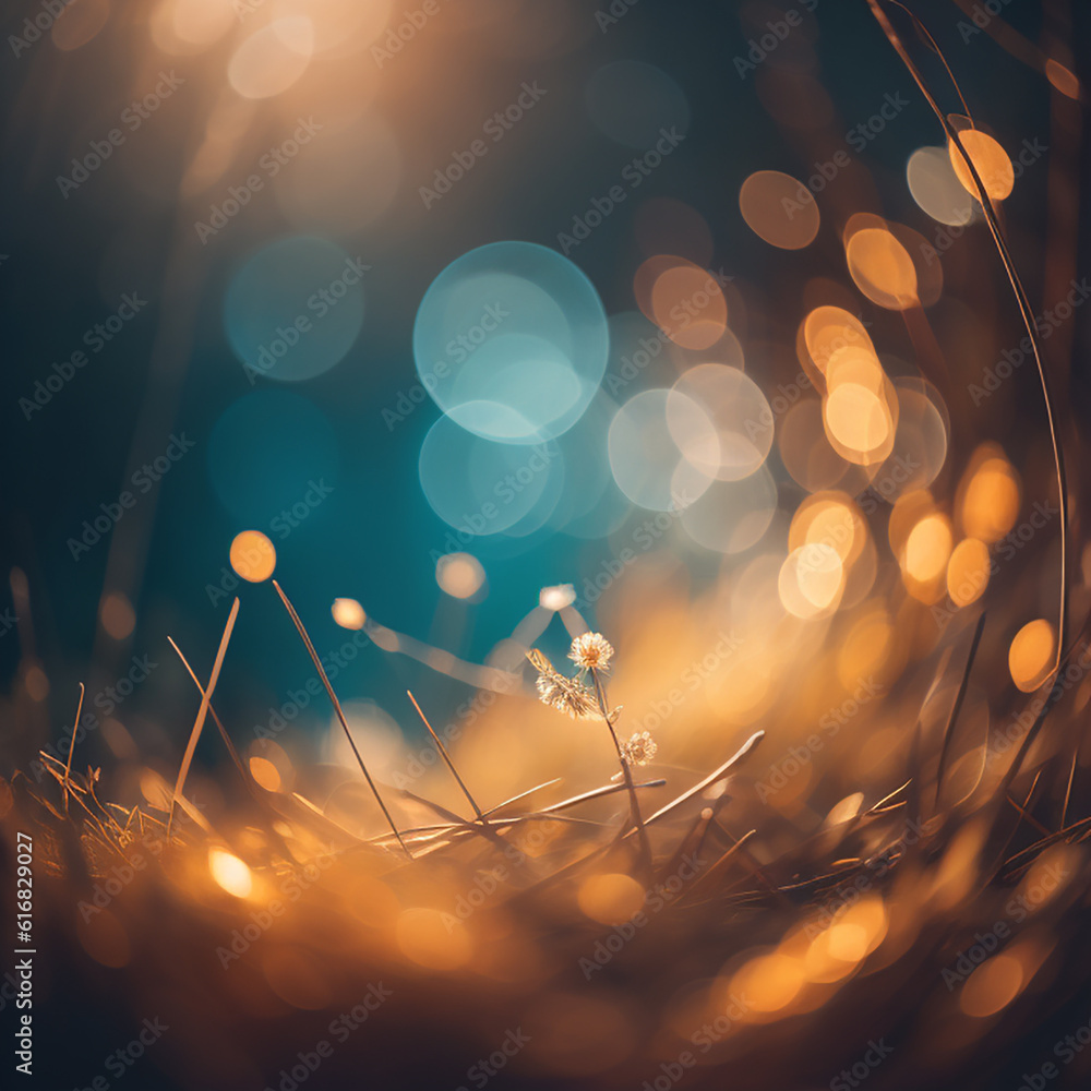 Poster blurred light with a playful bokeh and organic flare overlay, creating a radiant and surreal atmosph