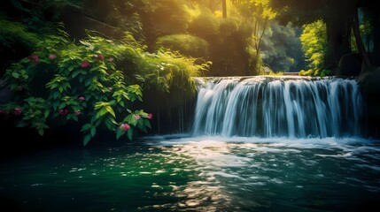 Paradise Found: Discovering the Tranquil Beauty of a Summer Oasis Generative AI