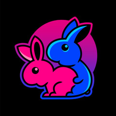 Vector template of 3D rabbit ears on an isolated background. Voluminous white ears of the Easter Bunny. Funny cartoon illustration for greeting card