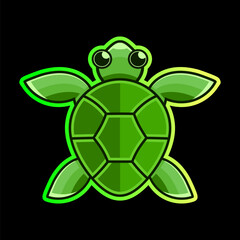 Sea turtle. Realistic, artistic, colored drawing of a sea turtle on a white background