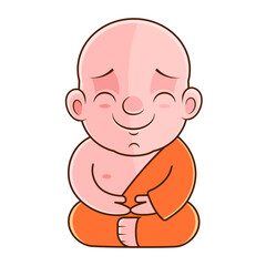 Buddhist monks cartoon character hand draw art