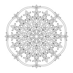 Circular pattern in form of mandala for Henna, Mehndi, tattoo, decoration. Decorative ornament in ethnic oriental style. Coloring book page.
