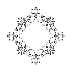 Frame in eastern tradition. Stylized with henna tattoos decorative pattern for decorating covers for book, notebook, casket, magazine, postcard and folder. Flower mandala in mehndi style.