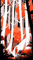 forest hiker, forest, graphic,
