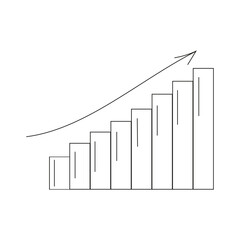 Success. The concept of achieving goals and ambitions. Diagram with an up arrow. Doodle style. Vector illustration.