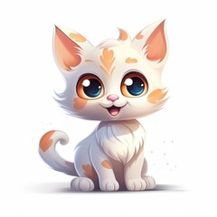 Adorable and Hilarious Cat Character Captured on White Background, Generative AI