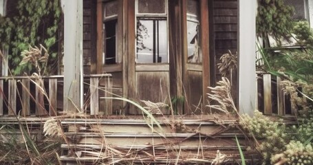 Pan and Zoom Transition Showing A Deteriorating Run Down Home Porch to A Beautiful Renovation - Generative AI Images Used.