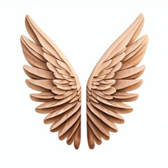 Obraz premium Wooden wings isolate on white background.Imaginative elements.generative AI