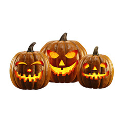 Halloween pumpkin head jack o lantern with burning candles