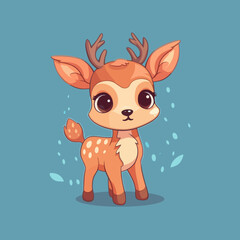 Obraz na płótnie Canvas Adorable Cartoon Deer Illustration: Cute Buck, Doe, Fawn for Children's Books, Prints, and More