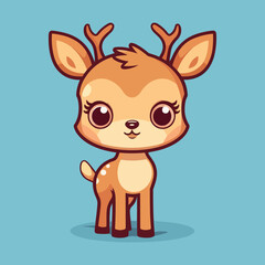 Adorable Cartoon Deer Illustration: Cute Buck, Doe, Fawn for Children's Books, Prints, and More