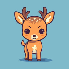 Adorable Cartoon Deer Illustration: Cute Buck, Doe, Fawn for Children's Books, Prints, and More